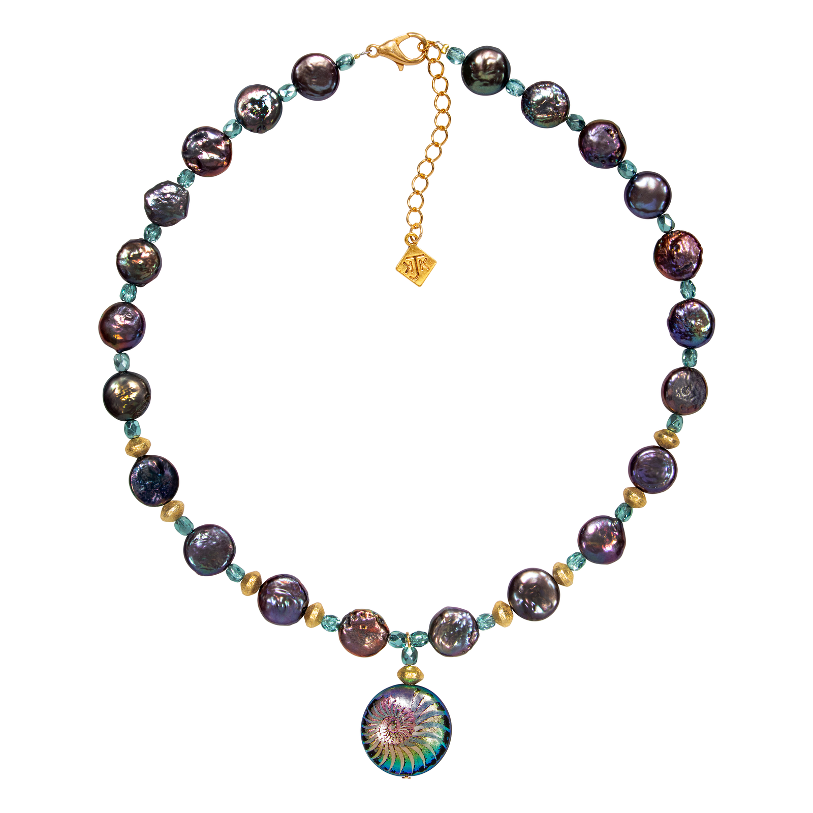 Coin Pearl With Nautilus Shell Pendant Choker