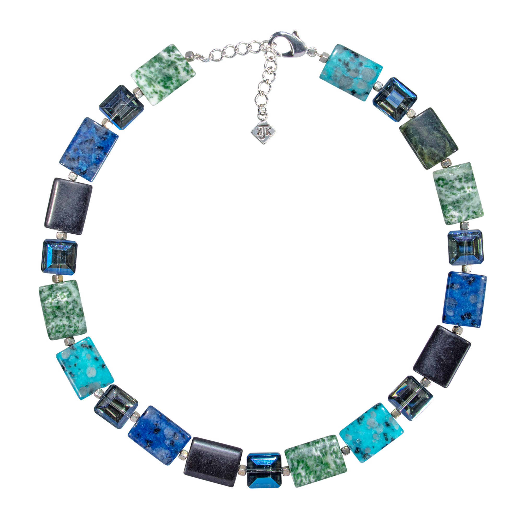 Rectangular Stones With Radiant Crystals Necklace