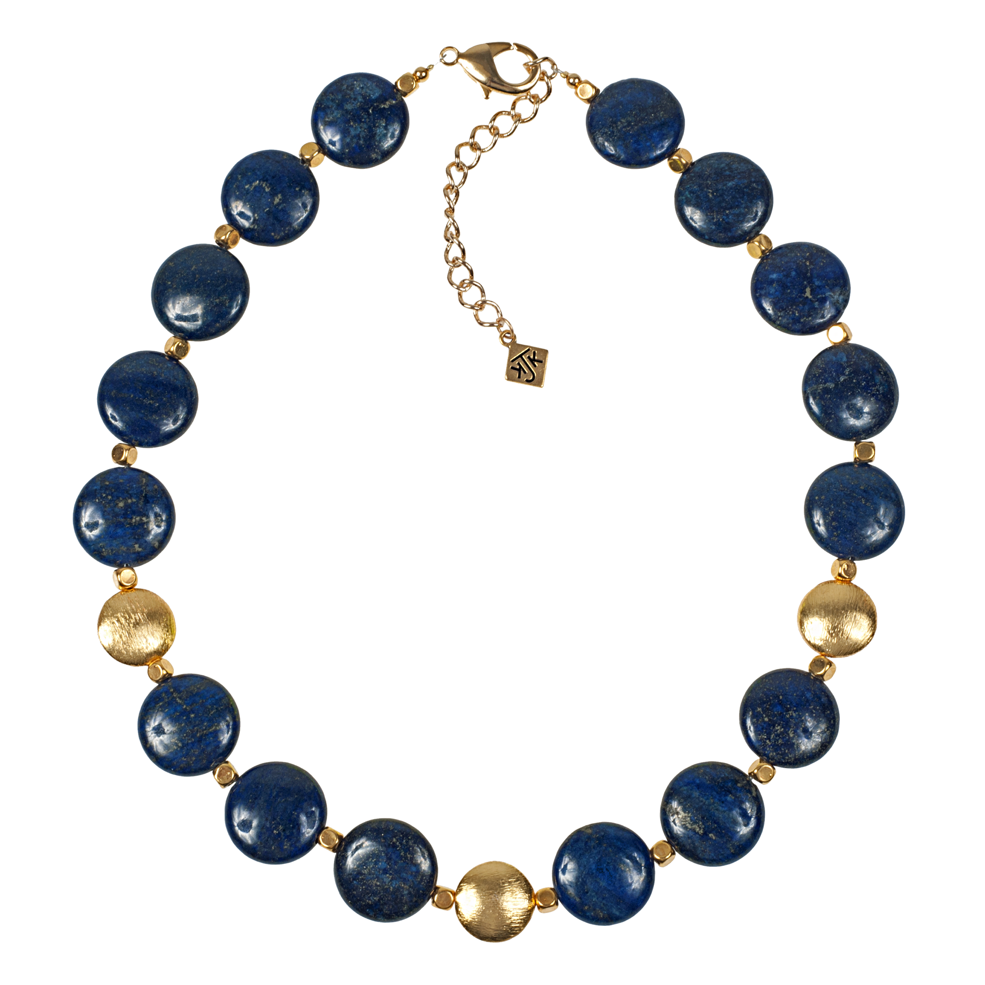 Lapis Coin & Brushed Gold Choker