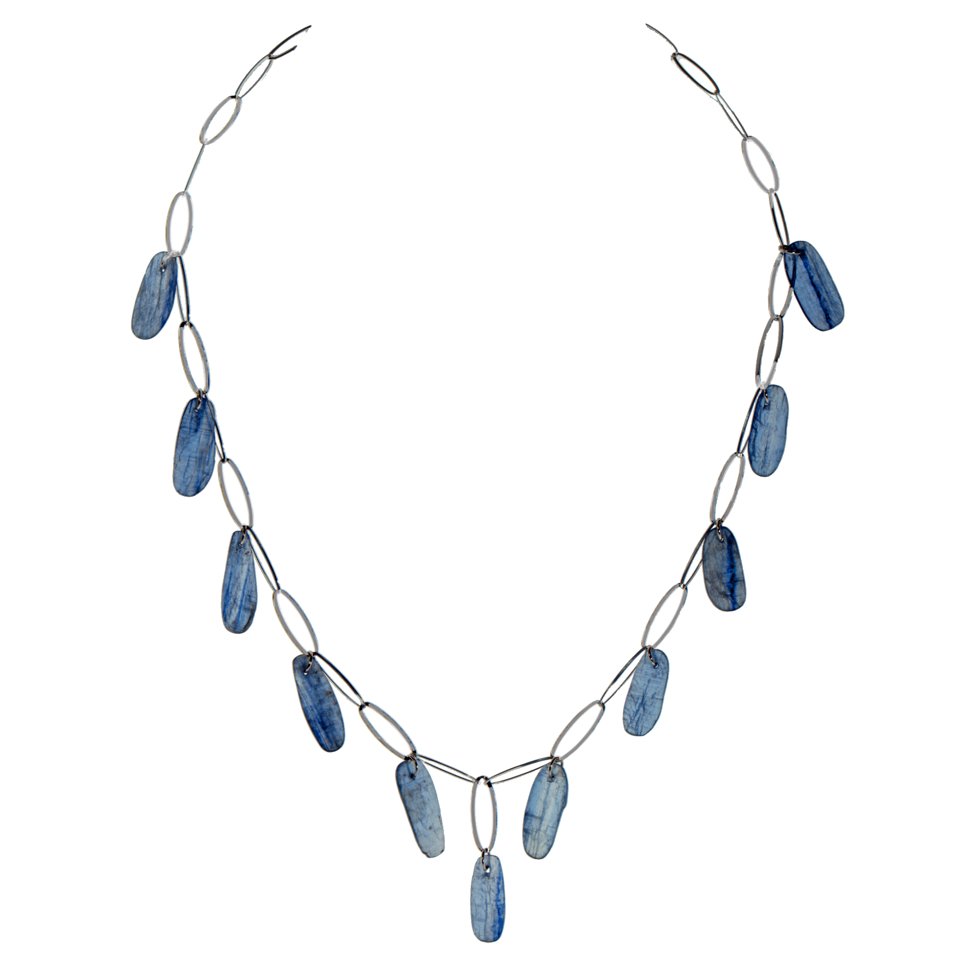 Sterling Open Link With Kyanite Paddles Necklace