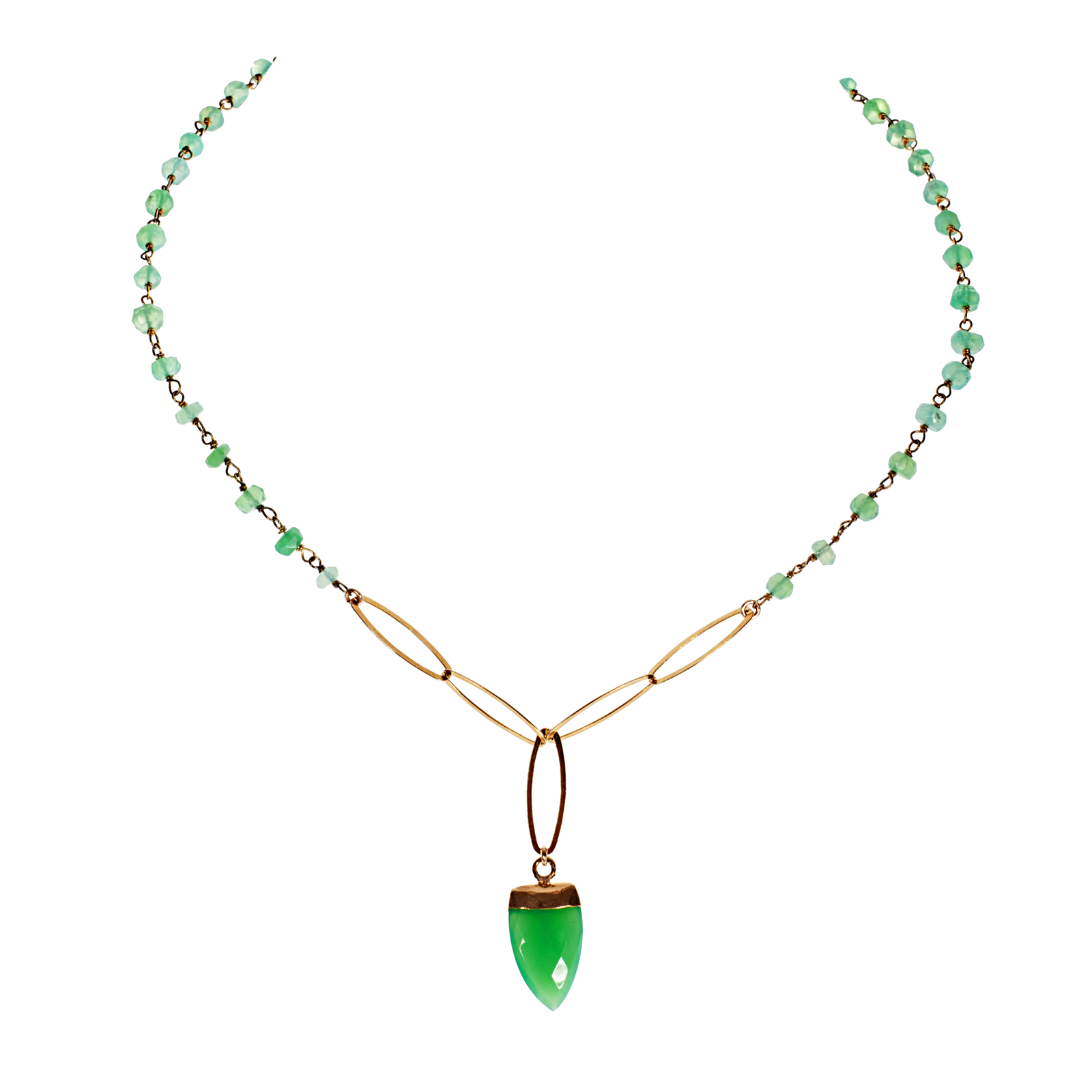 Faceted Chalcedony And Vermeil Open Link Choker