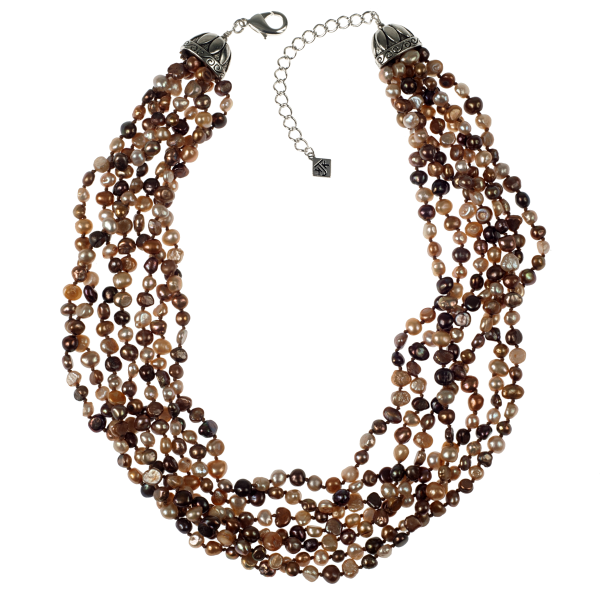 Hand-Knotted 7-Strand Golden Cultured Pearl  Necklace