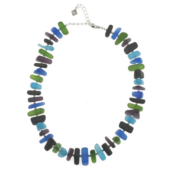 Multicolored Jewel Tone Frosted Glass Choker